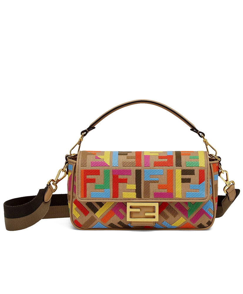 Fendi Baguette Multicolor FF Canvas Bag 8BR600 Polychrome